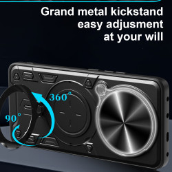 Magnetic Car Mount Phone Case for Realme 14 Pro Plus - Military-Grade Rotating Ring Stand with Slide Camera Cover | Shockproof Anti-Fingerprint Heavy Duty Protective Case