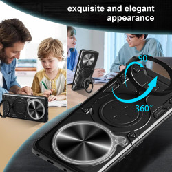 Magnetic Car Mount Phone Case for Realme 14 Pro Plus - Military-Grade Rotating Ring Stand with Slide Camera Cover | Shockproof Anti-Fingerprint Heavy Duty Protective Case