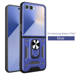 For Samsung Galaxy Z Flip7 Case With Slide Lens Cover Rotating Ring Shockproof Stand Holder Phone Case