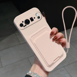 Case for Google Pixel 9 Pro Liquid Silicone Card Holder Soft Phone Skin Cover Pixel 9 Pro Shockproof Back Pocket Wallet Funda