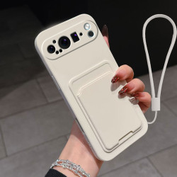 Case for Google Pixel 9 Pro Liquid Silicone Card Holder Soft Phone Skin Cover Pixel 9 Pro Shockproof Back Pocket Wallet Funda