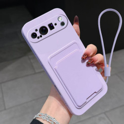 Case for Google Pixel 9 Pro XL Liquid Silicone Card Holder Soft Phone Skin Cover Pixel 9 Pro XL Shockproof Back Pocket Wallet Funda