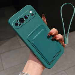 Case for Google Pixel 9 Pro XL Liquid Silicone Card Holder Soft Phone Skin Cover Pixel 9 Pro XL Shockproof Back Pocket Wallet Funda