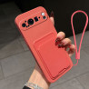Case for Google Pixel 9 Pro XL Liquid Silicone Card Holder Soft Phone Skin Cover Pixel 9 Pro XL Shockproof Back Pocket Wallet Funda