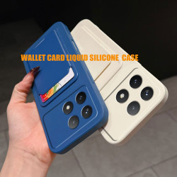 Case for Xiaomi Poco X6 Pro Liquid Silicone Card Holder Soft Phone Skin Cover Poco X6 Pro Shockproof Back Pocket Wallet Funda