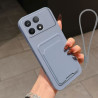 Case for Xiaomi Poco X6 Pro Liquid Silicone Card Holder Soft Phone Skin Cover Poco X6 Pro Shockproof Back Pocket Wallet Funda