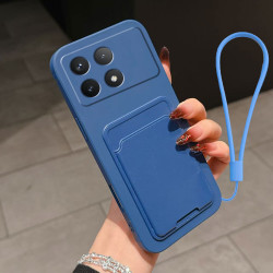 Case for Xiaomi Poco X6 Pro Liquid Silicone Card Holder Soft Phone Skin Cover Poco X6 Pro Shockproof Back Pocket Wallet Funda