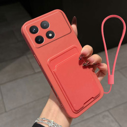 Case for Xiaomi Poco X6 Pro Liquid Silicone Card Holder Soft Phone Skin Cover Poco X6 Pro Shockproof Back Pocket Wallet Funda