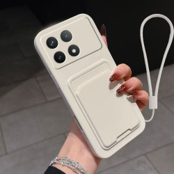 Case for Xiaomi Poco X6 Pro Liquid Silicone Card Holder Soft Phone Skin Cover Poco X6 Pro Shockproof Back Pocket Wallet Funda