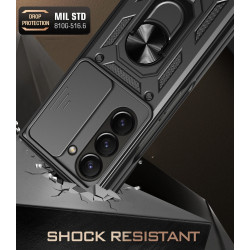 For Samsung Galaxy Z Fold7 Case With Slide Lens Cover Rotating Ring Shockproof Stand Holder Phone Case