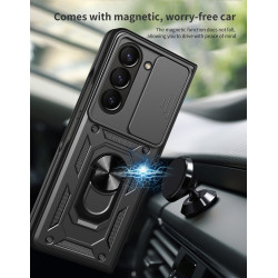 For Samsung Galaxy Z Fold7 Case With Slide Lens Cover Rotating Ring Shockproof Stand Holder Phone Case