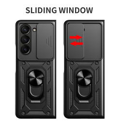 For Samsung Galaxy Z Fold7 Case With Slide Lens Cover Rotating Ring Shockproof Stand Holder Phone Case