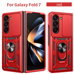 For Samsung Galaxy Z Fold7 Case With Slide Lens Cover Rotating Ring Shockproof Stand Holder Phone Case