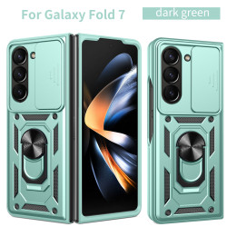 For Samsung Galaxy Z Fold7 Case With Slide Lens Cover Rotating Ring Shockproof Stand Holder Phone Case