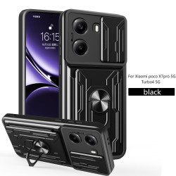 For Xiaomi Poco X7 Pro Case With Slide Lens Cover Rotating Ring Shockproof Stand Holder Redmi Turbo 4 Phone Case