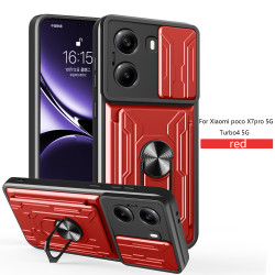 For Xiaomi Poco X7 Pro Case With Slide Lens Cover Rotating Ring Shockproof Stand Holder Redmi Turbo 4 Phone Case