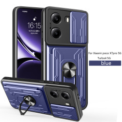 For Xiaomi Poco X7 Pro Case With Slide Lens Cover Rotating Ring Shockproof Stand Holder Redmi Turbo 4 Phone Case