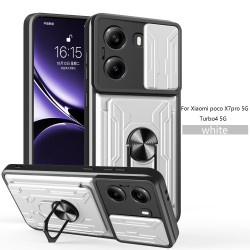 For Xiaomi Poco X7 Pro Case With Slide Lens Cover Rotating Ring Shockproof Stand Holder Redmi Turbo 4 Phone Case