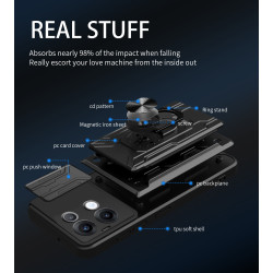 For Oppo Reno13 Case With Slide Lens Cover Rotating Ring Shockproof Stand Holder Phone Case