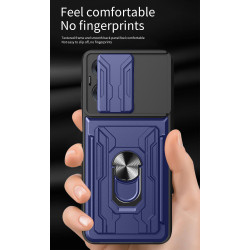 For Oppo Reno13 Case With Slide Lens Cover Rotating Ring Shockproof Stand Holder Phone Case