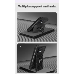 For Oppo Reno13 Case With Slide Lens Cover Rotating Ring Shockproof Stand Holder Phone Case