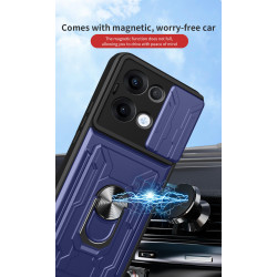 For Oppo Reno13 Case With Slide Lens Cover Rotating Ring Shockproof Stand Holder Phone Case