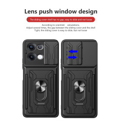 For Oppo Reno13 Case With Slide Lens Cover Rotating Ring Shockproof Stand Holder Phone Case