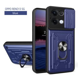 For Oppo Reno13 Case With Slide Lens Cover Rotating Ring Shockproof Stand Holder Phone Case
