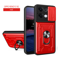 For Oppo Reno13 Case With Slide Lens Cover Rotating Ring Shockproof Stand Holder Phone Case