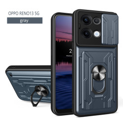For Oppo Reno13 Case With Slide Lens Cover Rotating Ring Shockproof Stand Holder Phone Case
