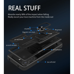 For Xiaomi Redmi Note 14 4G Case With Slide Lens Cover Rotating Ring Shockproof Stand Holder Phone Case