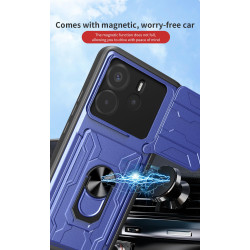For Xiaomi Redmi Note 14 4G Case With Slide Lens Cover Rotating Ring Shockproof Stand Holder Phone Case
