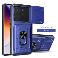 For Xiaomi Redmi Note 14 4G Case With Slide Lens Cover Rotating Ring Shockproof Stand Holder Phone Case
