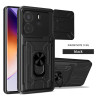 For Xiaomi Redmi Note 14 4G Case With Slide Lens Cover Rotating Ring Shockproof Stand Holder Phone Case