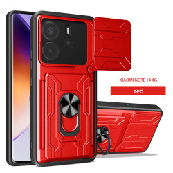 For Xiaomi Redmi Note 14 4G Case With Slide Lens Cover Rotating Ring Shockproof Stand Holder Phone Case
