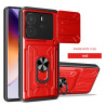 For Xiaomi Redmi Note 14 4G Case With Slide Lens Cover Rotating Ring Shockproof Stand Holder Phone Case