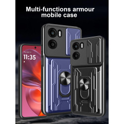 For Motorola Moto G05 Case With Slide Lens Cover Rotating Ring Shockproof Stand Holder Phone Case