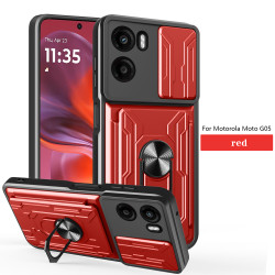 For Motorola Moto G05 Case With Slide Lens Cover Rotating Ring Shockproof Stand Holder Phone Case
