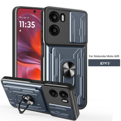 For Motorola Moto G05 Case With Slide Lens Cover Rotating Ring Shockproof Stand Holder Phone Case