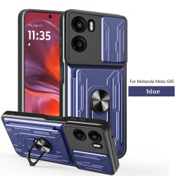 For Motorola Moto G05 Case With Slide Lens Cover Rotating Ring Shockproof Stand Holder Phone Case