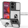 For Motorola Moto G05 Case With Slide Lens Cover Rotating Ring Shockproof Stand Holder Phone Case