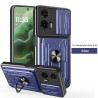 For Motorola Moto G35 Case With Slide Lens Cover Rotating Ring Shockproof Stand Holder Phone Case