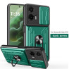 For Motorola Moto G35 Case With Slide Lens Cover Rotating Ring Shockproof Stand Holder Phone Case