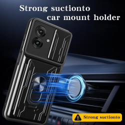For Motorola Moto G55 Case With Slide Lens Cover Rotating Ring Shockproof Stand Holder Phone Case
