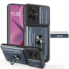 For Motorola Moto G55 Case With Slide Lens Cover Rotating Ring Shockproof Stand Holder Phone Case