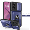 For Motorola Moto G55 Case With Slide Lens Cover Rotating Ring Shockproof Stand Holder Phone Case