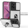For Motorola Moto G55 Case With Slide Lens Cover Rotating Ring Shockproof Stand Holder Phone Case