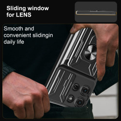 For Motorola Moto G75 Case With Slide Lens Cover Rotating Ring Shockproof Stand Holder Phone Case
