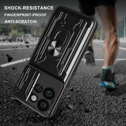 For Motorola Edge 50 Neo Case With Slide Lens Cover Rotating Ring Shockproof Stand Holder Phone Case