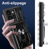 For Motorola Edge 50 Neo Case With Slide Lens Cover Rotating Ring Shockproof Stand Holder Phone Case